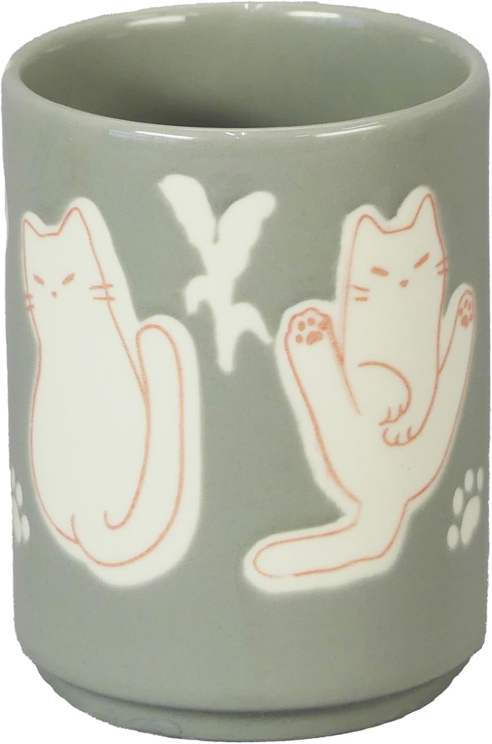 Japanese Grey Cat Tea Cup, Japanese Porcelain Tableware