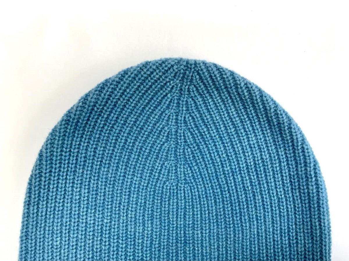 CASHMERE BEANIE in Blue; Ribbed Effortless Elegant HAT