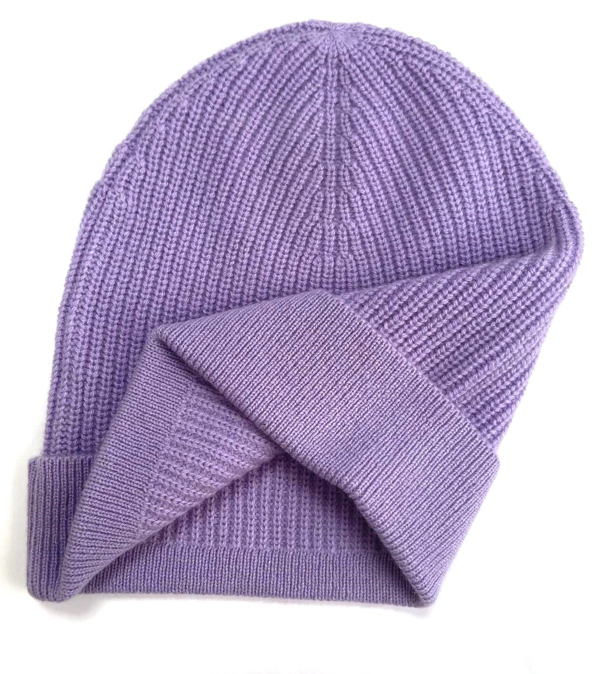 Cashmere Beanie in Purple; Ribbed Effortless Elegant HAT