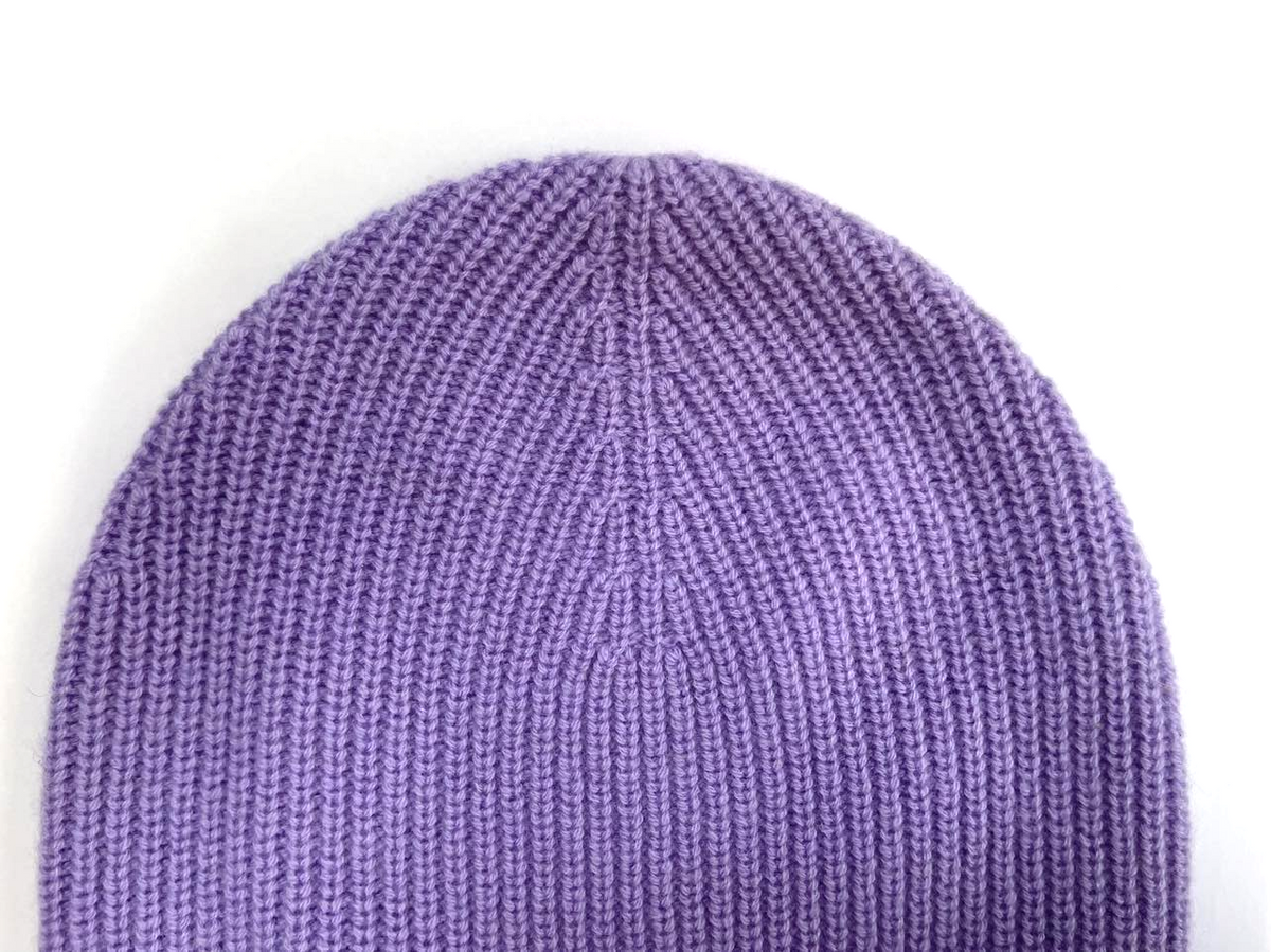 Cashmere Beanie in Purple; Ribbed Effortless Elegant HAT