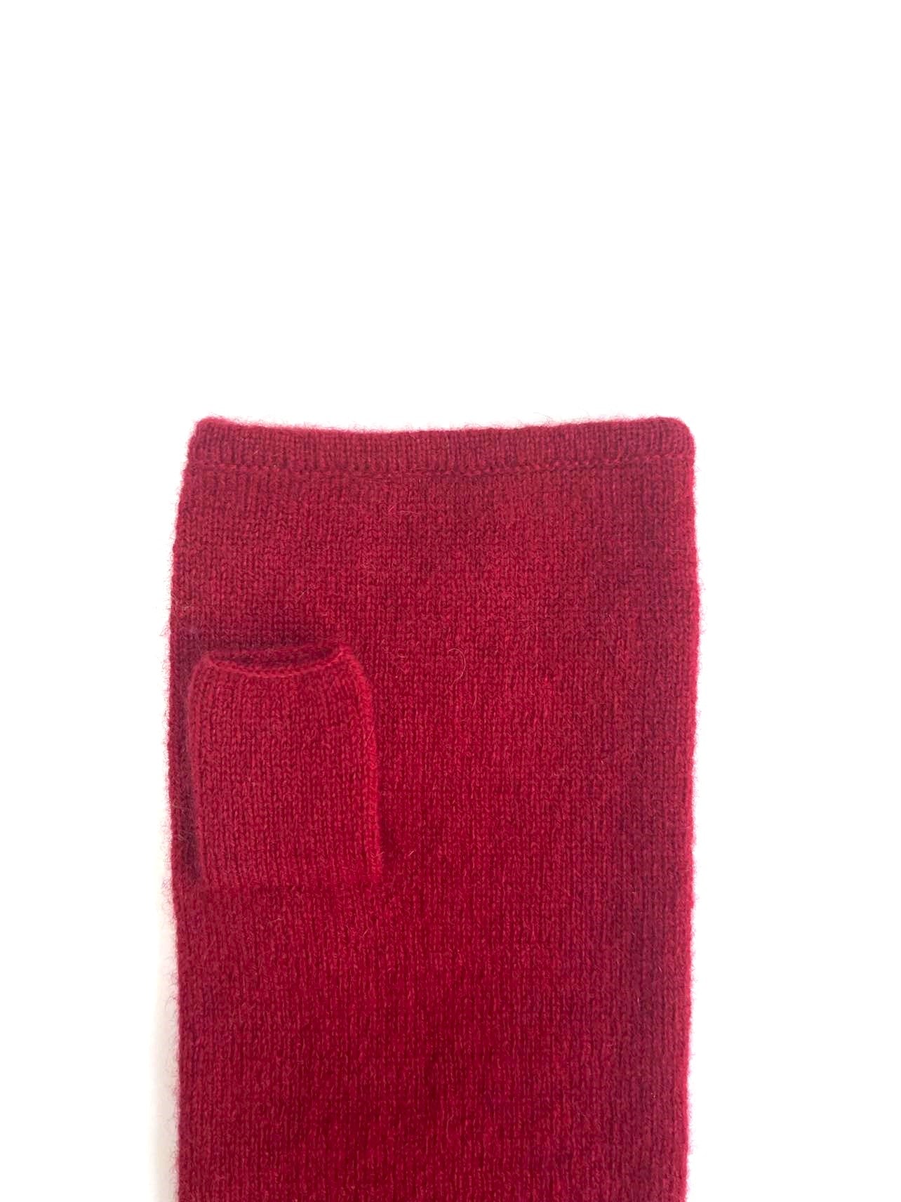 CASHMERE FINGERLESS GLOVES in Red