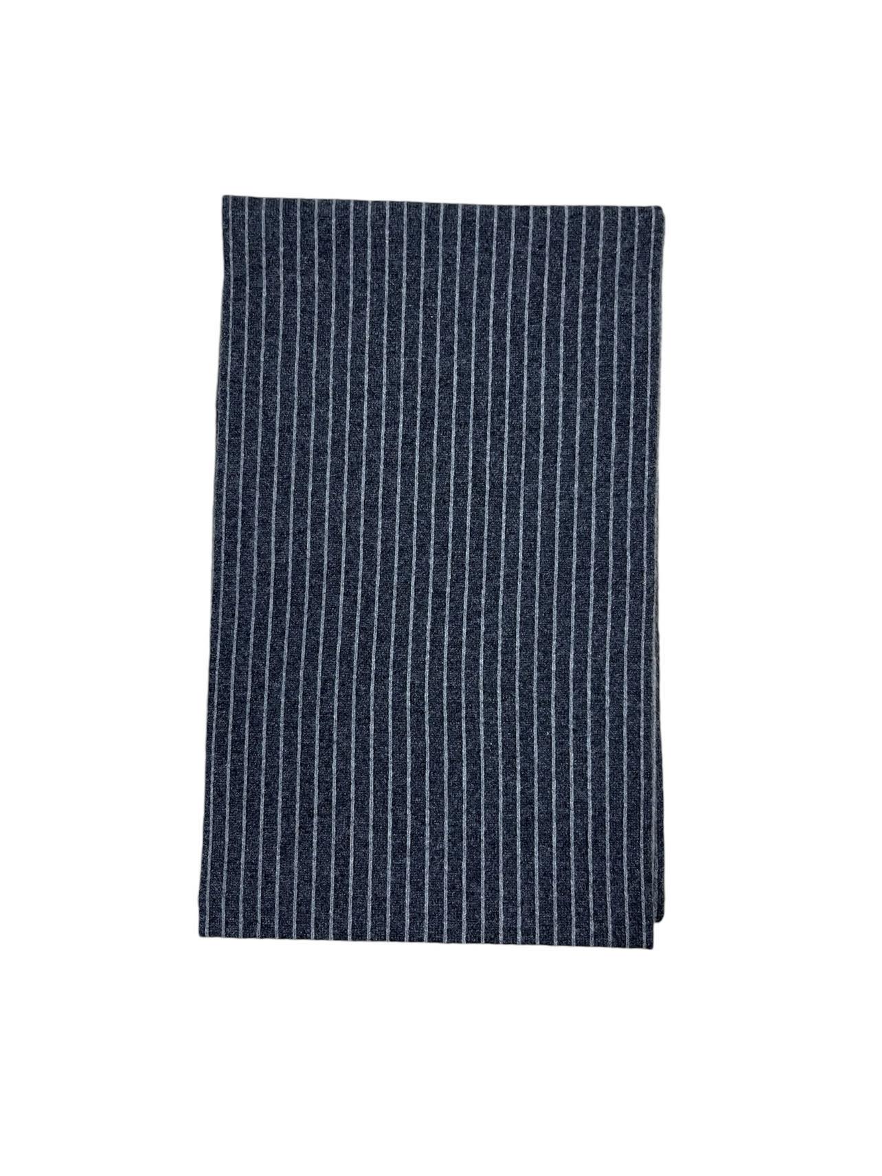 Charcoal & Grey Striped Cashmere Scarf (Double Sided)