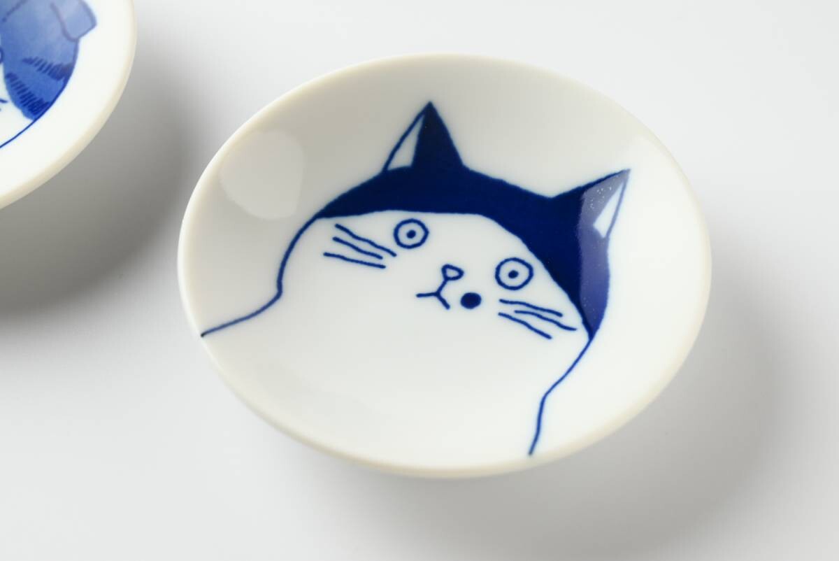 SHICHITA Cat Mini Plate Set of 5 Mino Ware Porcelain Plates Set