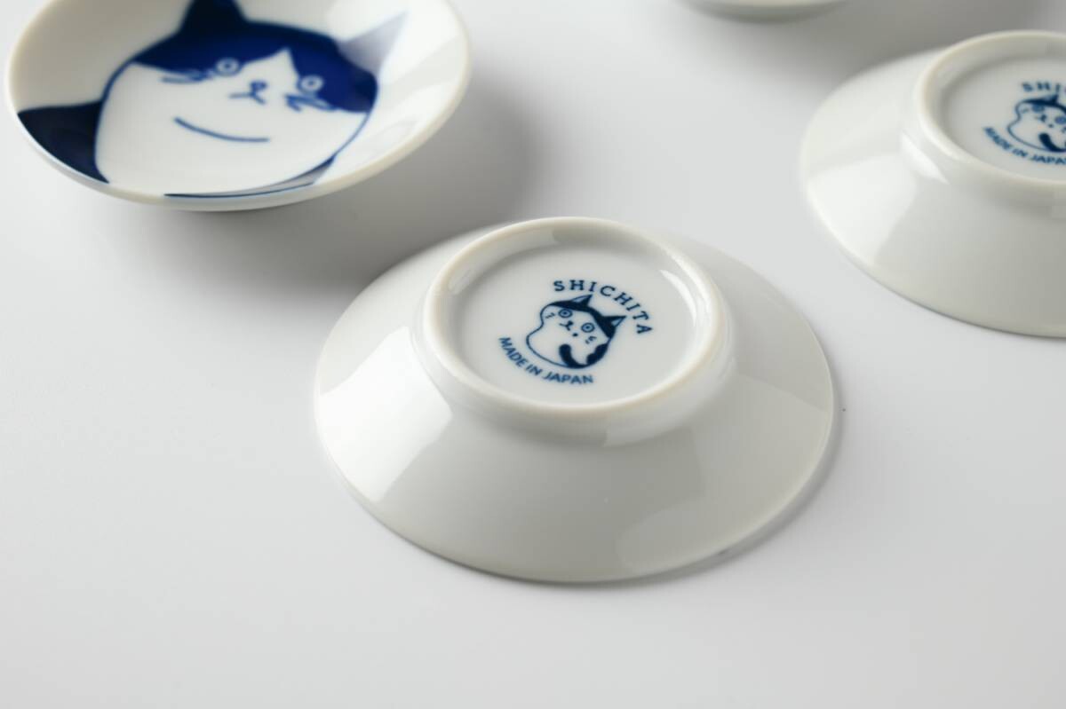 SHICHITA Cat Mini Plate Set of 5 Mino Ware Porcelain Plates Set