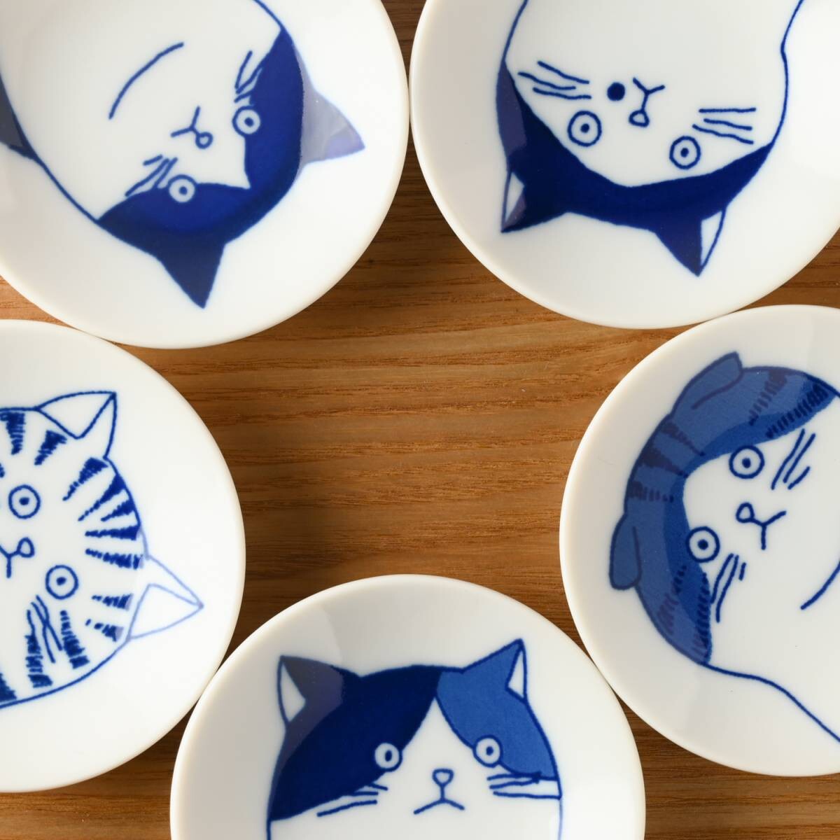SHICHITA Cat Mini Plate Set of 5 Mino Ware Porcelain Plates Set