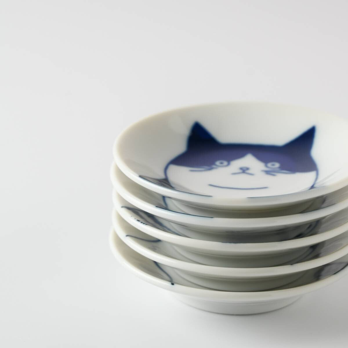 SHICHITA Cat Mini Plate Set of 5 Mino Ware Porcelain Plates Set