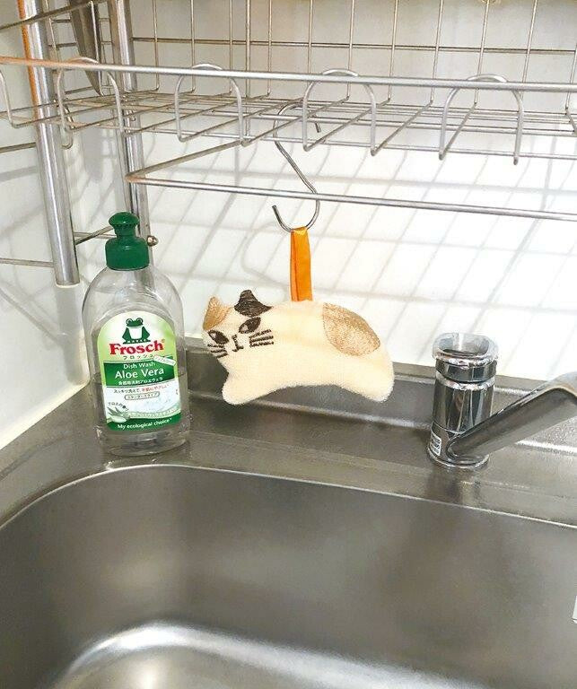 Cat Kitchen Sponge, Cute Japanese Cat Dishwashomg Sponge