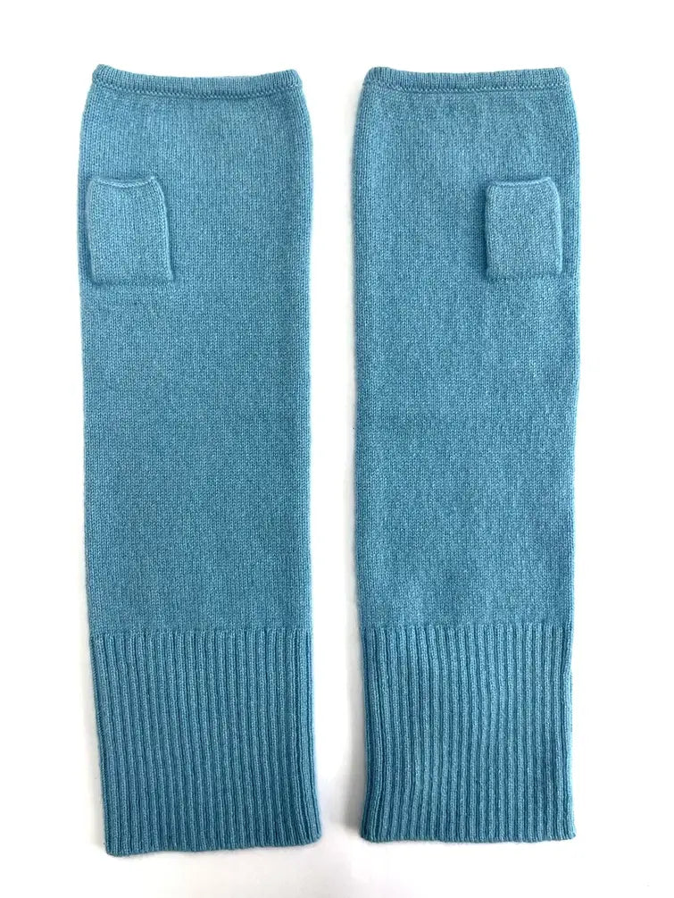 CASHMERE FINGERLESS GLOVES in Blue