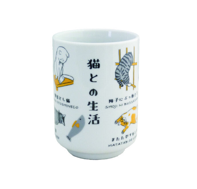 Japanese Cat Life Mug – Cute Everday Cat Life Porcelain Mug (280ml) Made in Japan- Marusan Kondo
