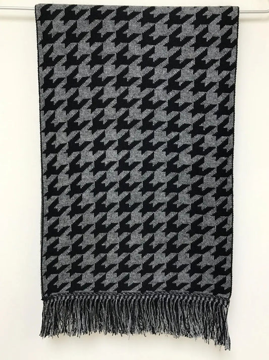 55 Silk 45 Cashmere Scarf In Houndstooth Pattern Monochrome