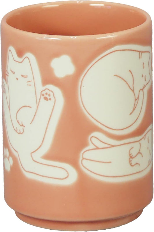 Japanese Pink Cat Tea Cup, Japanese Porcelain Tableware