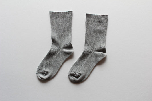 Grey Ribbed Crew Socks